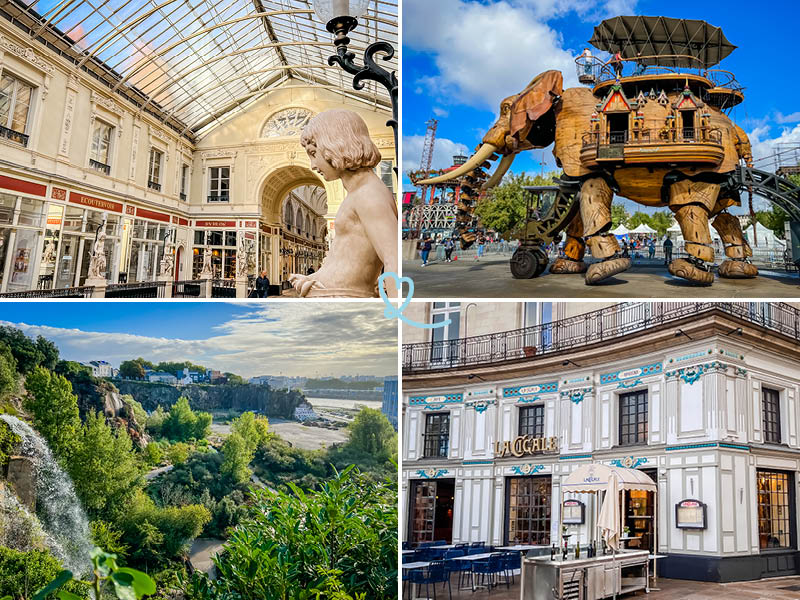 4 photos illustrating the most important visits of our 3-day itinerary in Nantes