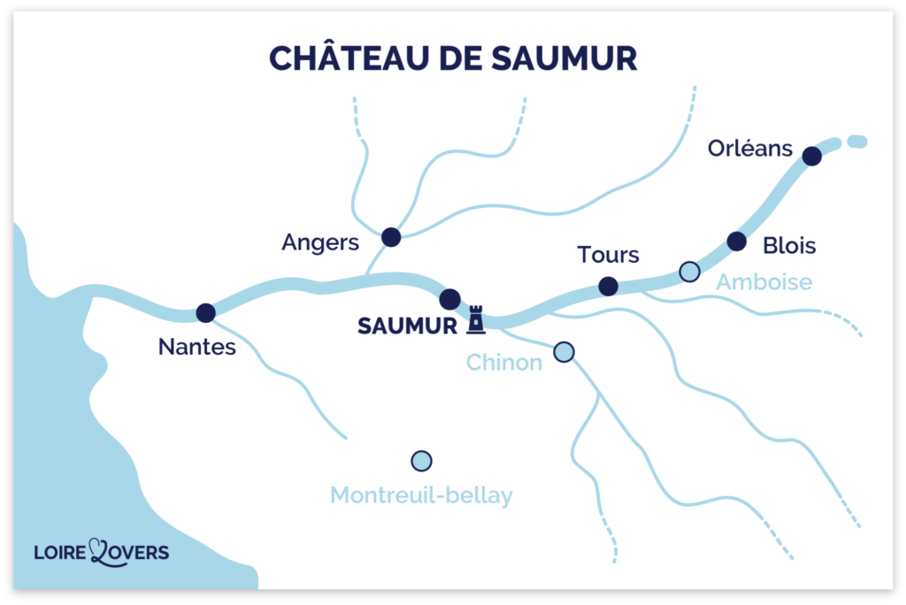 Kaart van het kasteel van Saumur aan de Loire