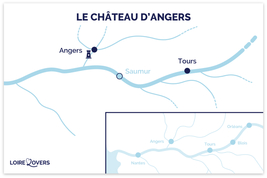 Kaart van het Château d'Angers in de Loire-vallei