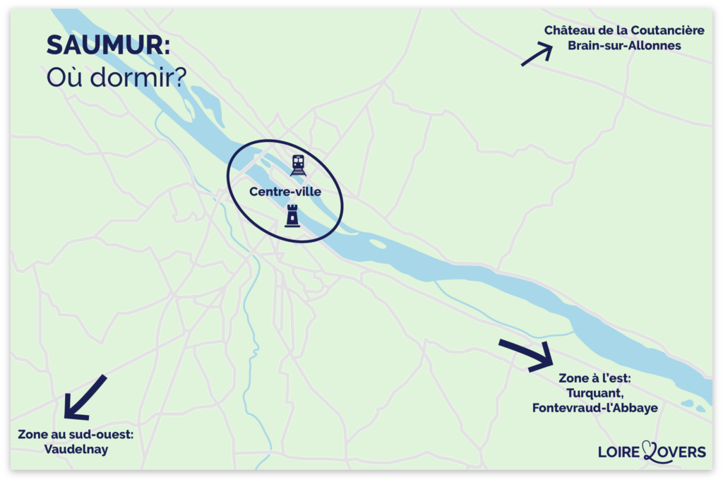 Carte des meilleures zones où dormir à Saumur et à proximité!