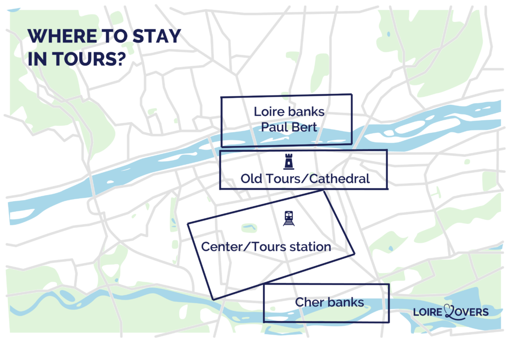Map of the best places to stay in Tours