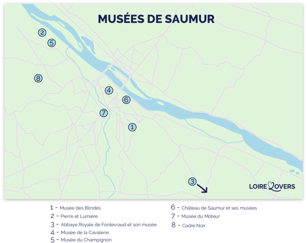 Carte des meilleurs musées de Saumur.