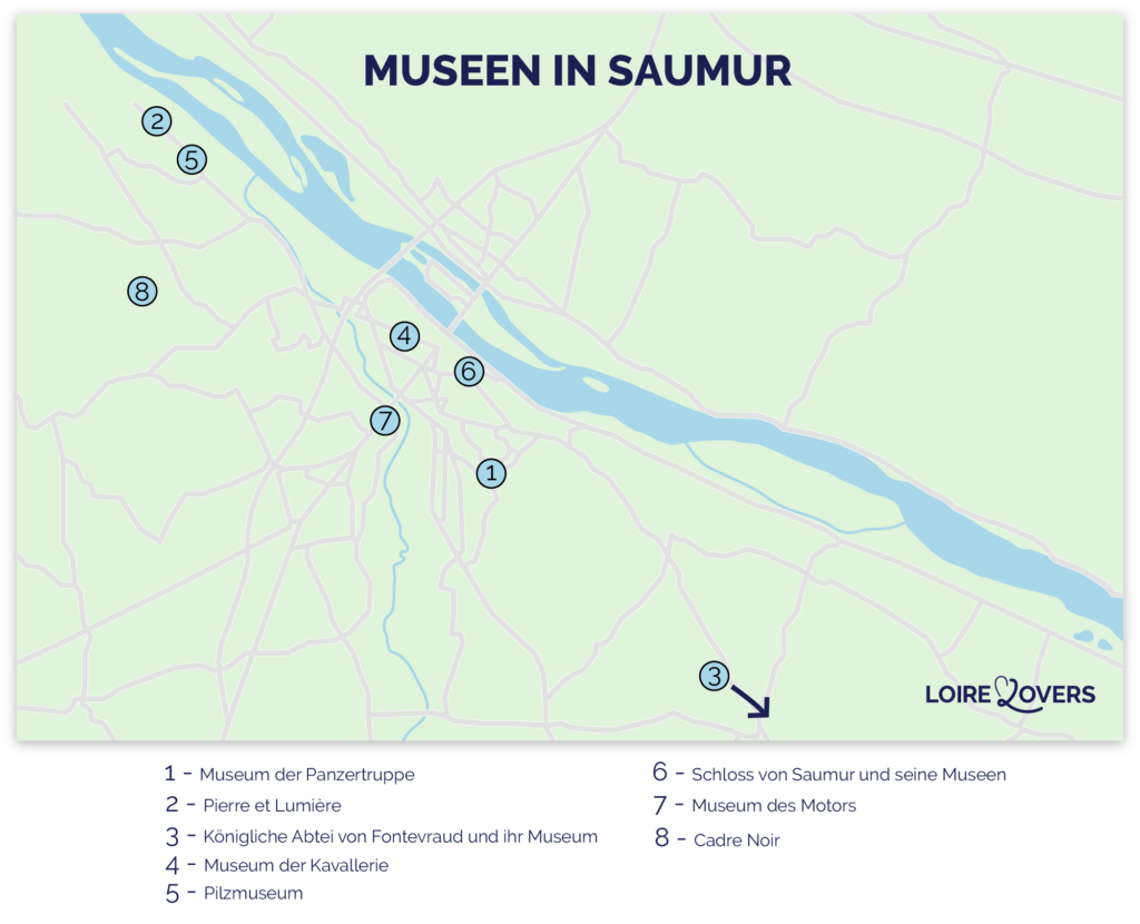 Karte der besten Museen in Saumur.