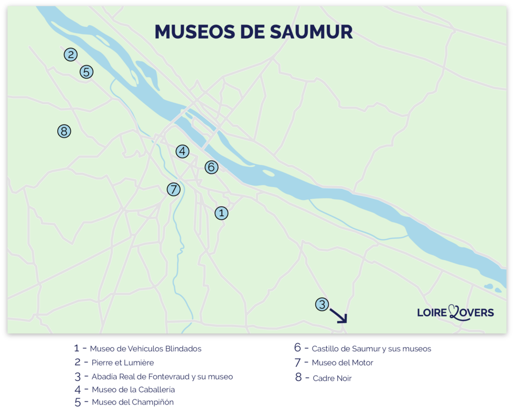 Mapa de los mejores museos de Saumur