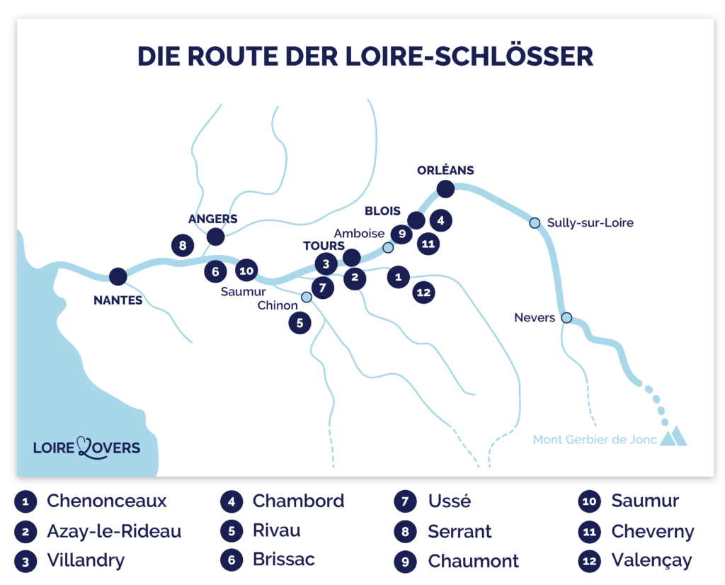 Karte der Loire-Schlösser-Route