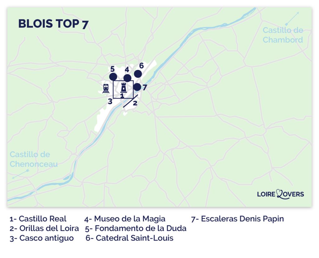 mapa de atracciones de blois