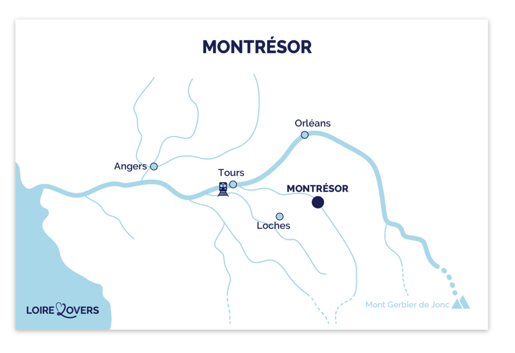 Kaart van het dorp Montrésor in de Loire